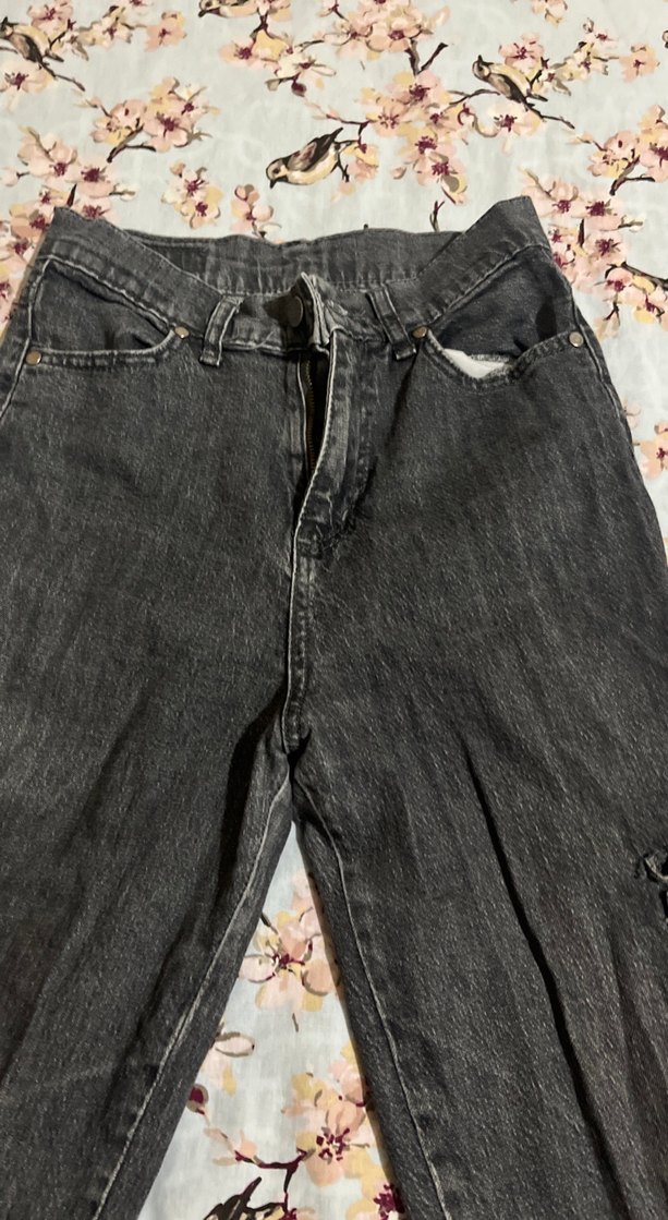 Gri Bol Kesim Kadın Denim Pantolon - Görsel 3