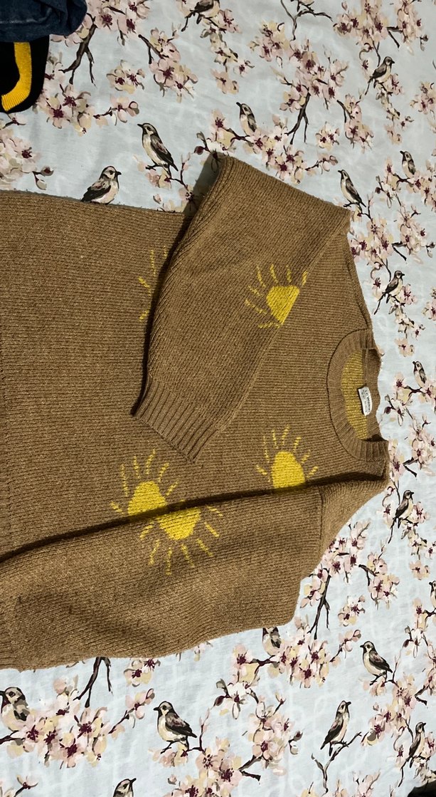 Bohem Tarz Kahverengi Örgü Kazak - Görsel 2