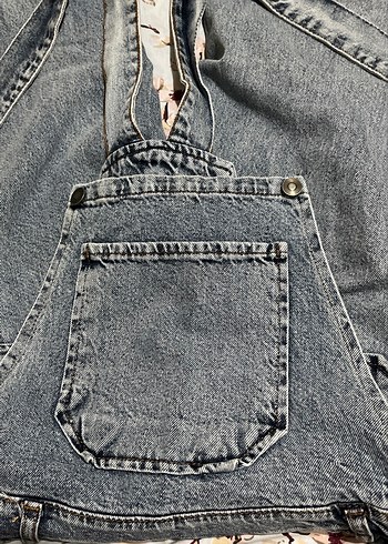 Gri Kot Midi Boy Askılı Tulum - Görsel 2