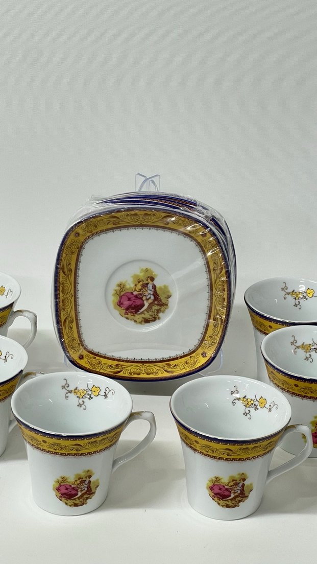 Porselen Çiçek Desenli 6'lı Fincan Takımı - Görsel 3