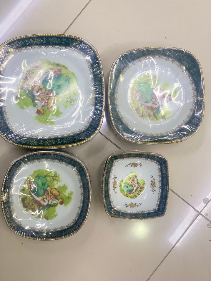 Yeşil Desenli Porselen Yemek Kabı 27 pcs - Görsel 2