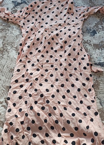 Pembe Puantiyeli Uzun Kadın Sabahlık - Görsel 4