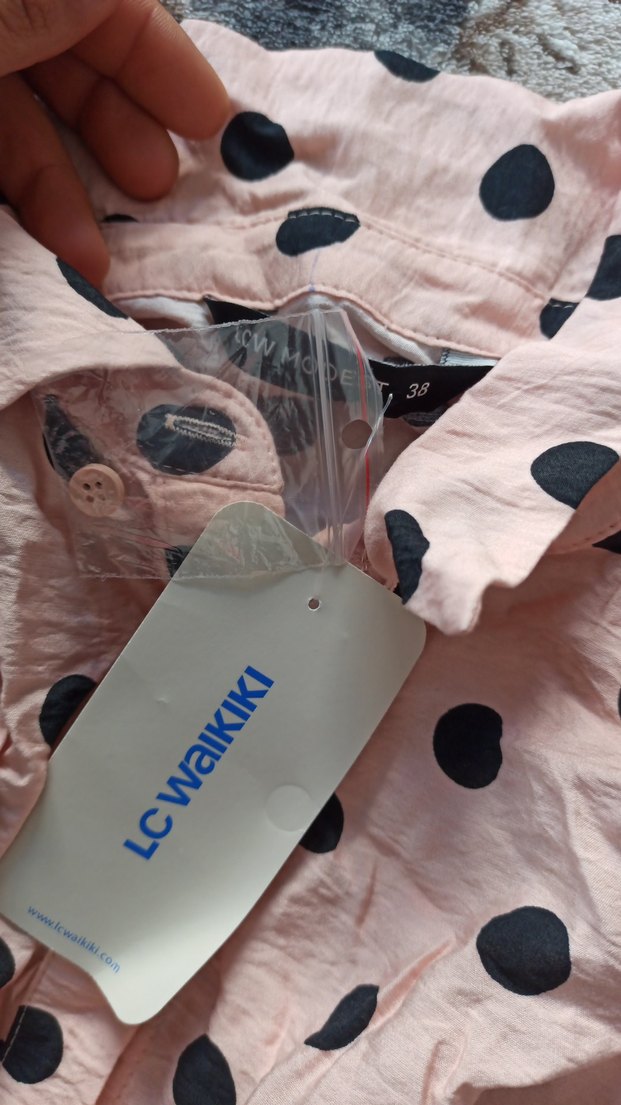 Pembe Puantiyeli Uzun Kadın Sabahlık - Görsel 3