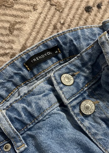 Kadın Mavi Bol Kesim Uzun Kot Pantolon - Görsel 3