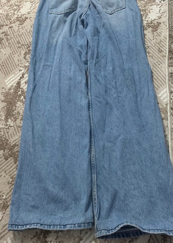 Kadın Mavi Bol Kesim Uzun Kot Pantolon - Görsel 2