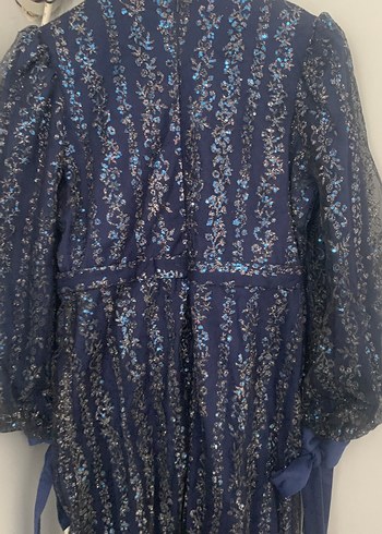 Kadın Lacivert Uzun İşlemeli Abiye Elbise - Görsel 4