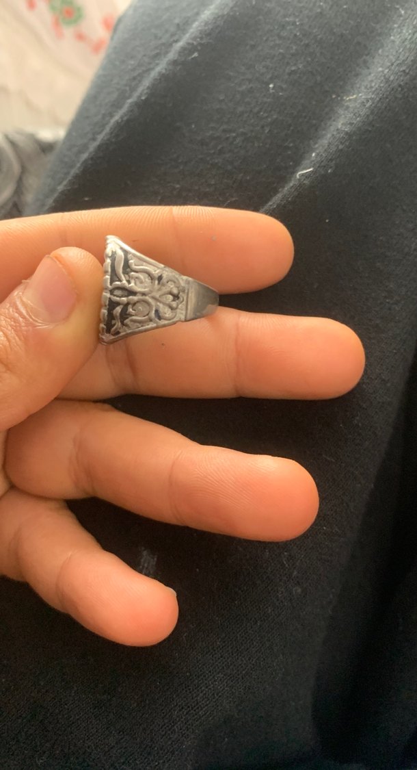 Gri Parlak Biker Erkek Yüzük - Görsel 2