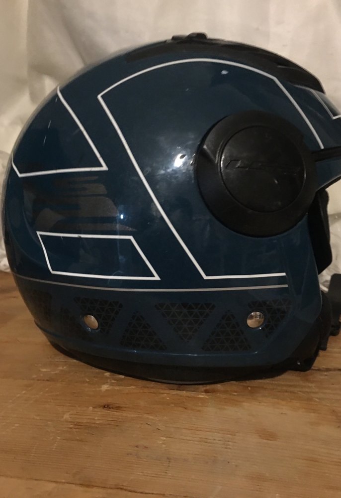 Koyu Mavi Rock Punk Stil Kask - Görsel 3