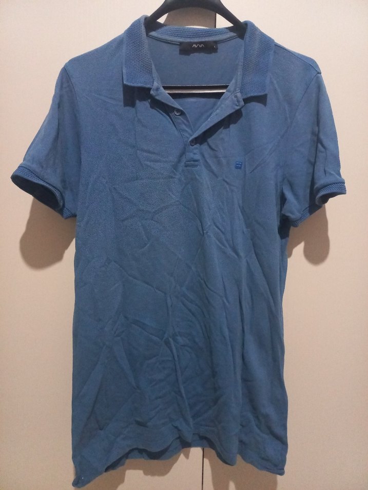 Erkek Mavi Denim Polo Tişört - Görsel 2