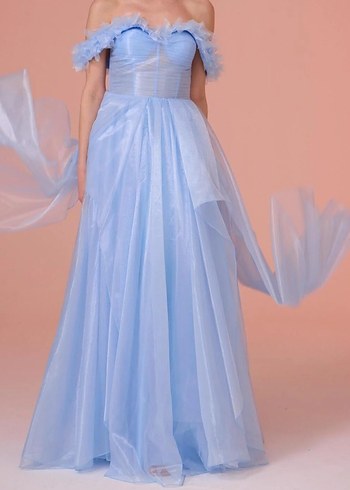 buz mavisi korseli nişanlık - Görsel 5