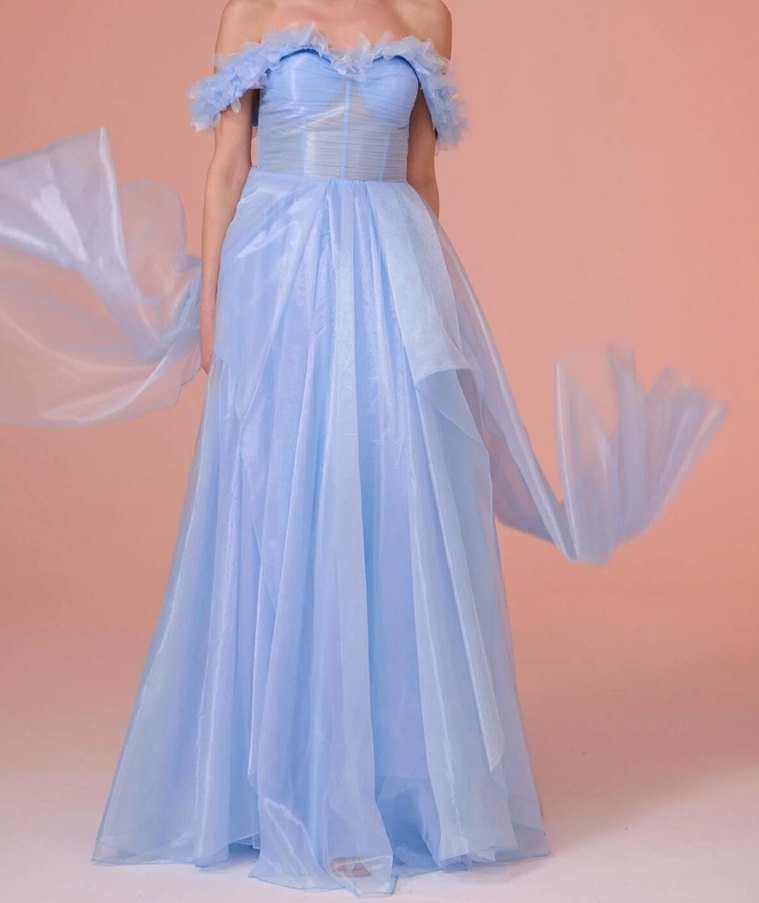 buz mavisi korseli nişanlık - Görsel 5