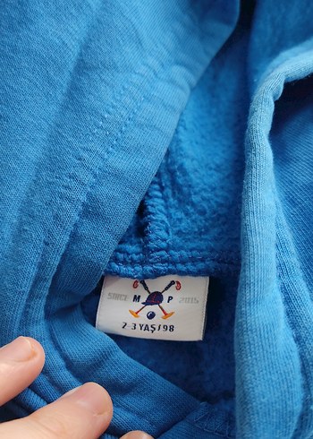 Mavi Mini Polo Baskılı Erkek Sweatshirt - Görsel 3