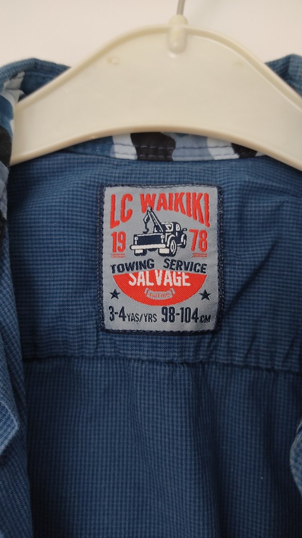 LC Waikiki Erkek Çocuk Mavi Kamuflaj Denim Gömlek - Görsel 3