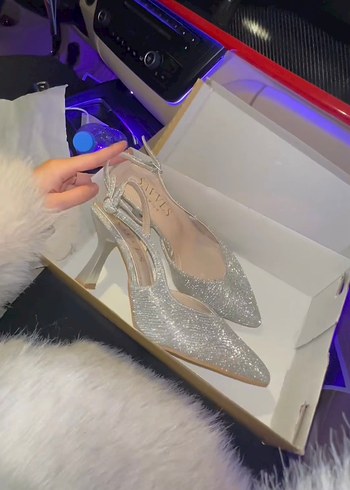 Gri Simli İnce Topuklu Kadın Ayakkabı - Görsel 2