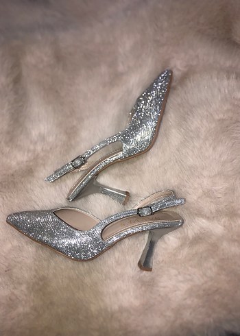 Gri Simli İnce Topuklu Kadın Ayakkabı - Görsel 5