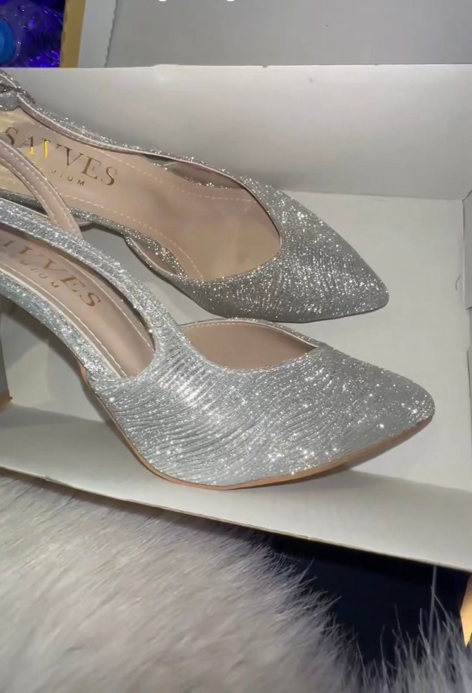 Gri Simli İnce Topuklu Kadın Ayakkabı - Görsel 4