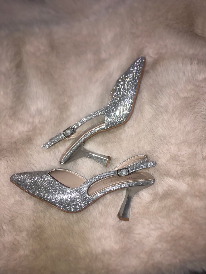 Gri Simli İnce Topuklu Kadın Ayakkabı - Görsel 5