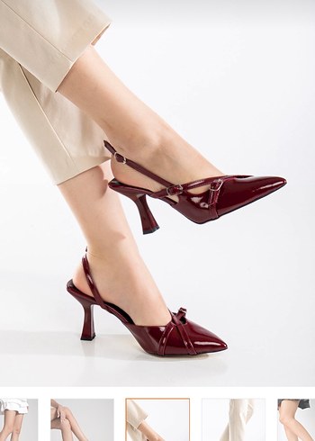 Kırmızı Tokalı Denim Stiletto - Görsel 2