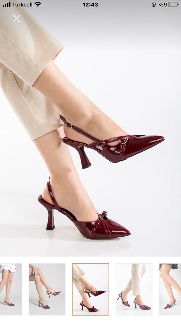 Kırmızı Tokalı Denim Stiletto - Görsel 2