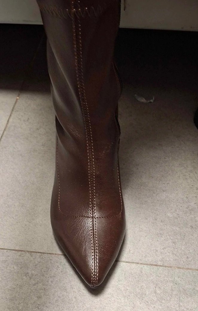 Kahverengi Deri Stiletto Topuklu Kadın Bot - Görsel 4