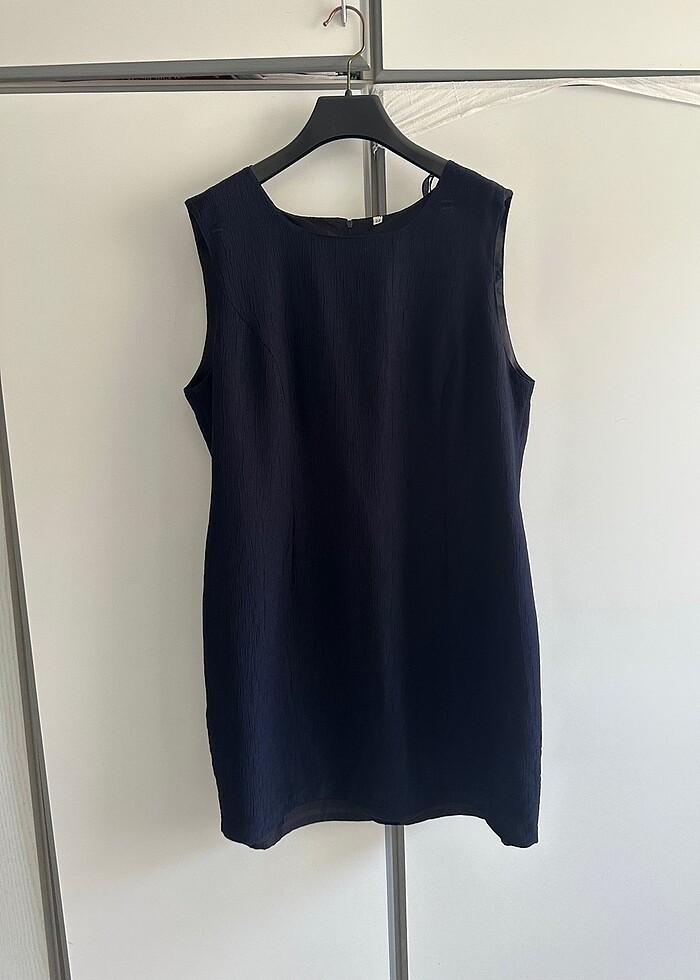 Lacivert sade elbise - Görsel 2