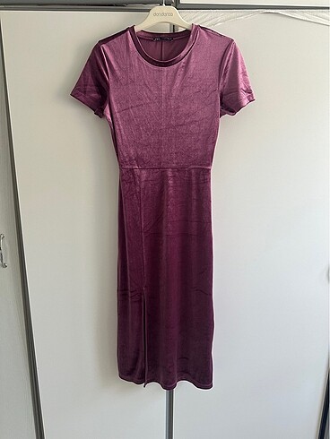 Zara kadife dokulu elbise - Görsel 2