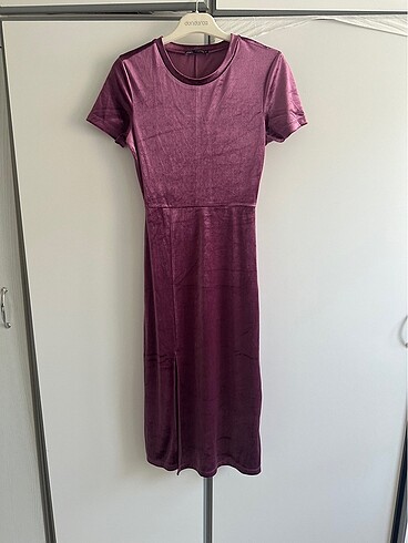 Zara kadife dokulu elbise - Görsel 3