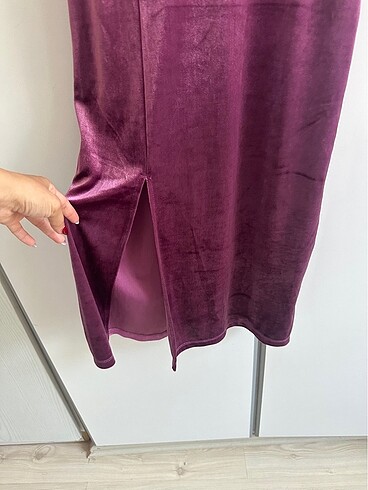 Zara kadife dokulu elbise - Görsel 7