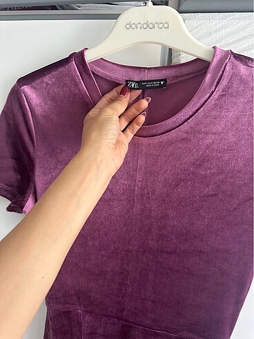 Zara kadife dokulu elbise - Görsel 4