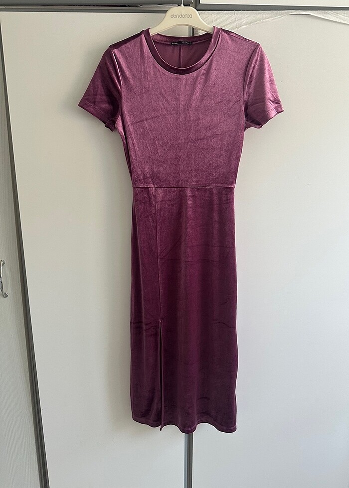 Zara kadife dokulu elbise - Görsel 2