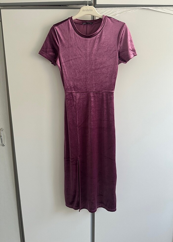 Zara kadife dokulu elbise - Görsel 3