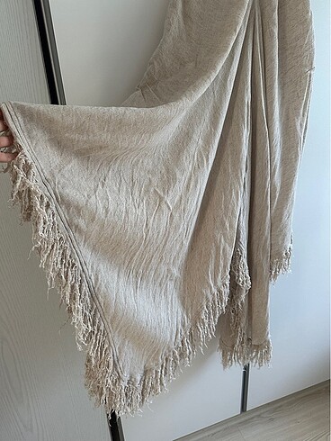 Keten boyundan bağlamalı elbise - Görsel 3