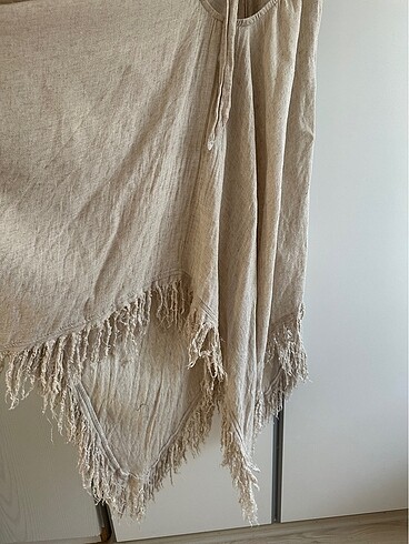 Keten boyundan bağlamalı elbise - Görsel 7