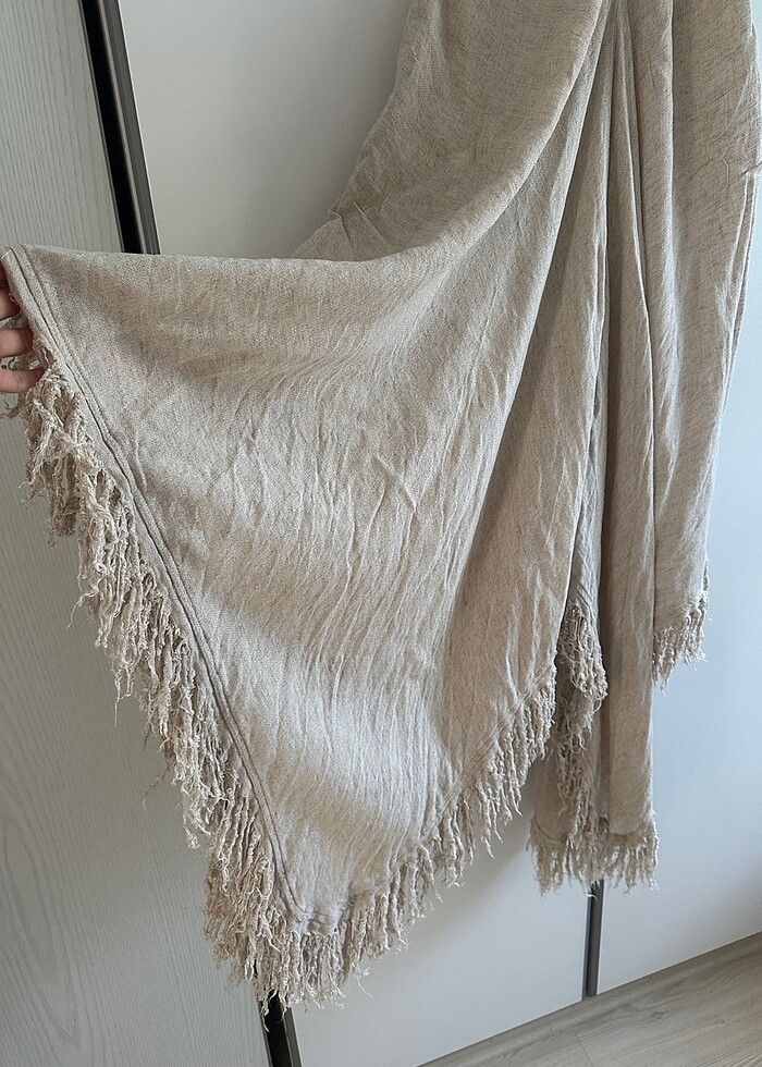 Keten boyundan bağlamalı elbise - Görsel 3