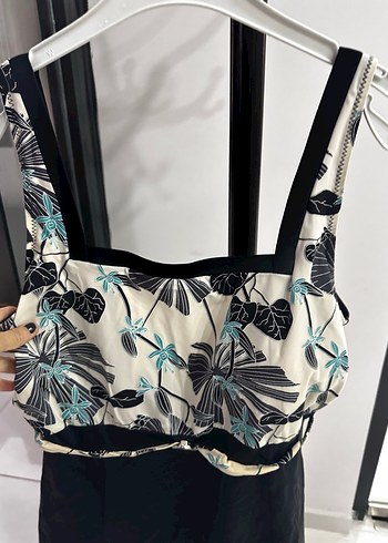 Drapeli Siyah Desenli etekli Mayo - Görsel 5