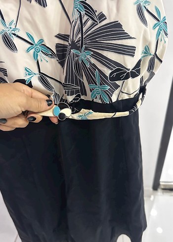 Drapeli Siyah Desenli etekli Mayo - Görsel 9