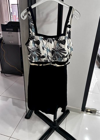 Drapeli Siyah Desenli etekli Mayo - Görsel 11