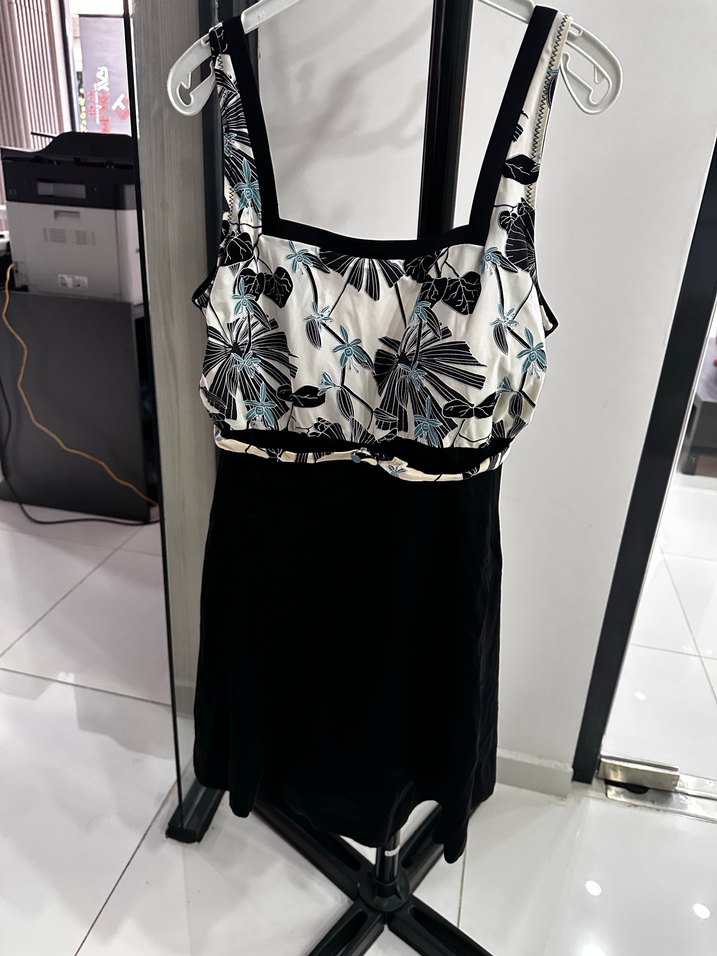 Drapeli Siyah Desenli etekli Mayo - Görsel 2