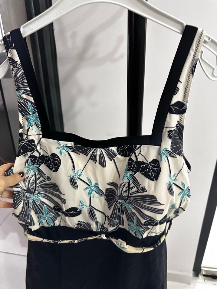 Drapeli Siyah Desenli etekli Mayo - Görsel 5