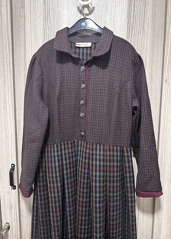 Bordo Uzun Kollu Pilili Uzun Elbise - Görsel 4