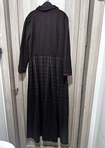 Bordo Uzun Kollu Pilili Uzun Elbise - Görsel 5