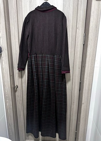 Bordo Uzun Kollu Pilili Uzun Elbise - Görsel 6