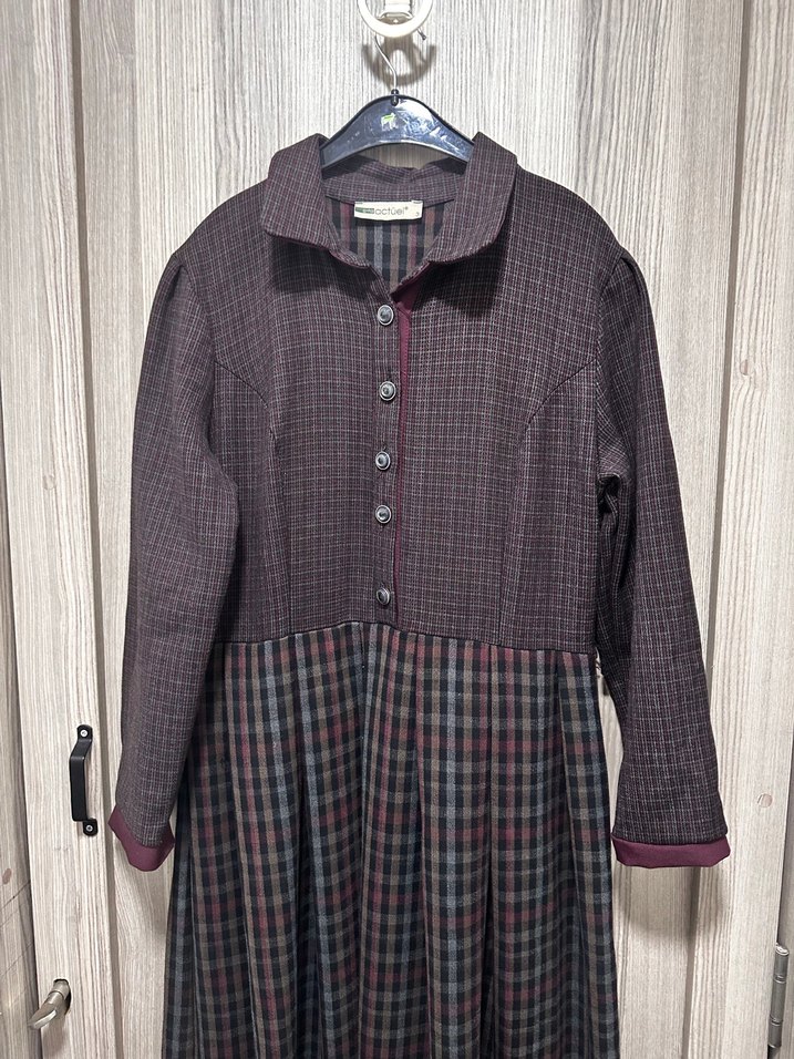 Bordo Uzun Kollu Pilili Uzun Elbise - Görsel 3