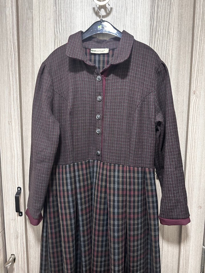 Bordo Uzun Kollu Pilili Uzun Elbise - Görsel 4