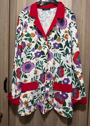 Çiçek Desenli, Uzun Kollu, Salaş Kadın ceket - Görsel 8