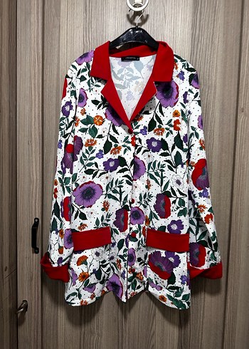 Çiçek Desenli, Uzun Kollu, Salaş Kadın ceket - Görsel 2