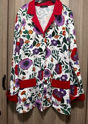 Çiçek Desenli, Uzun Kollu, Salaş Kadın ceket - Görsel 6