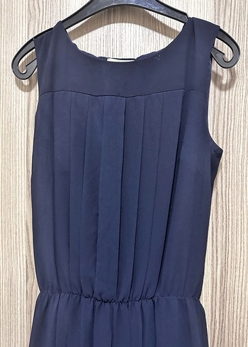 Lacivert Piliseli Kadın Uzun Elbise - Görsel 6