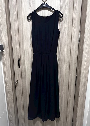 Lacivert Piliseli Kadın Uzun Elbise - Görsel 10