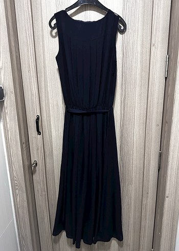 Lacivert Piliseli Kadın Uzun Elbise - Görsel 5